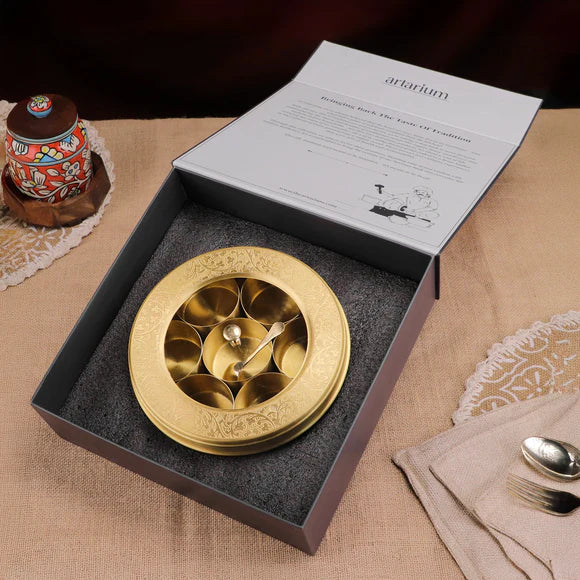 Brass Masala Box with See-Through Lid For Gift