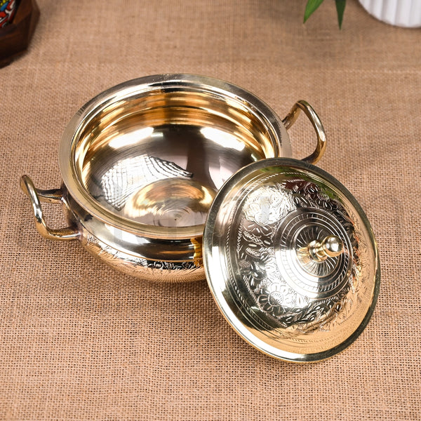 Handcrafted Brass Serving Pot With Lid